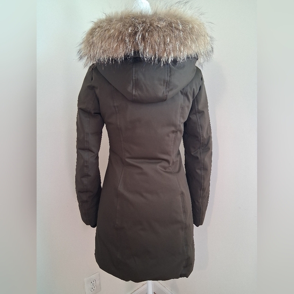 SAOIA & KYO Fur Trim Down Darkgreen Coat Size XS - Picture 4 of 10